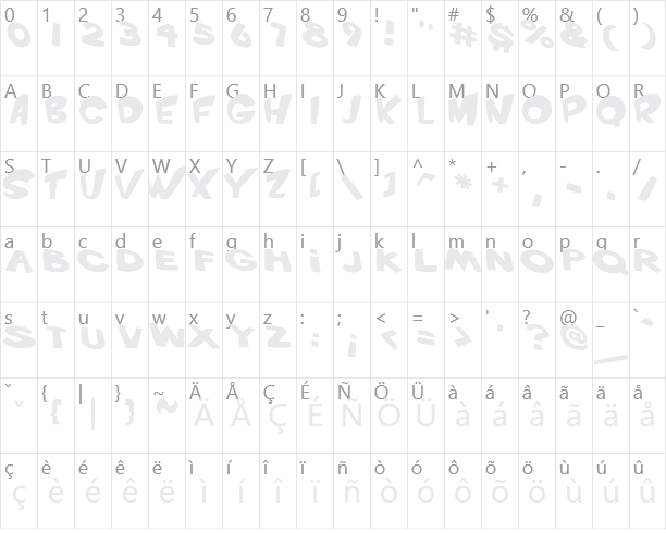 VTC ScreamItLoud Character Map