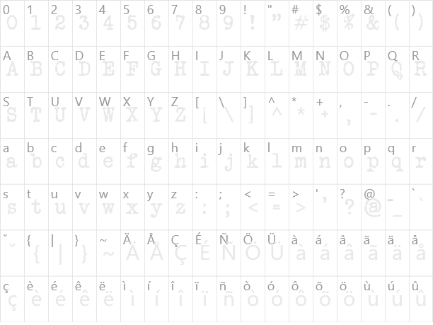 Veteran Typewriter Character Map