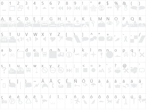 Webdings Character Map