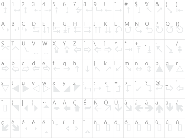 Wingdings 3 Character Map