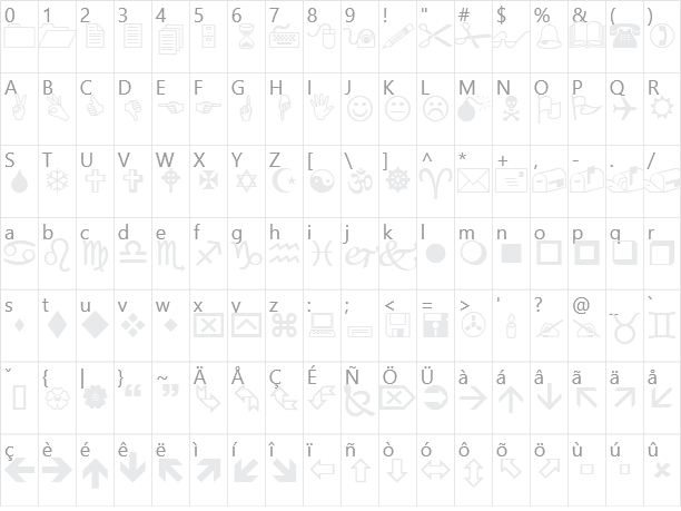 Wingdings Character Map