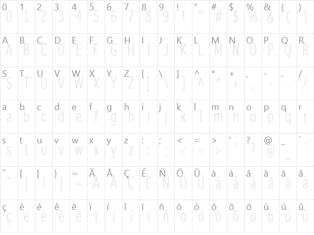 WinterthurCondensed Character Map