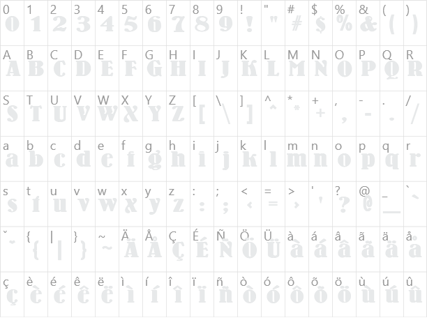 WoodenNickelBlack Character Map