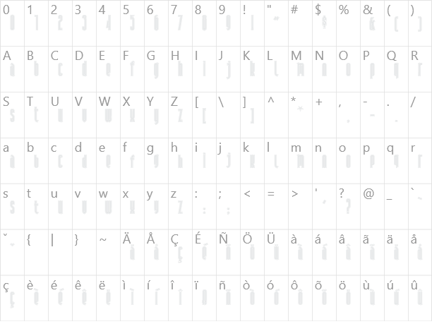 AndironOutline Character Map