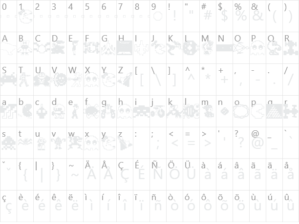 Arcade Character Map