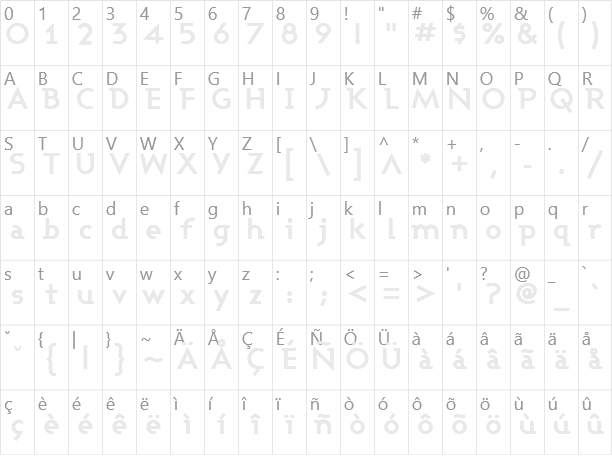 Ashby Character Map