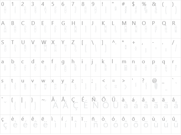 Bazzomba Character Map