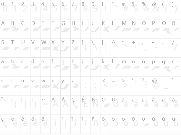 BjorkFont Character Map