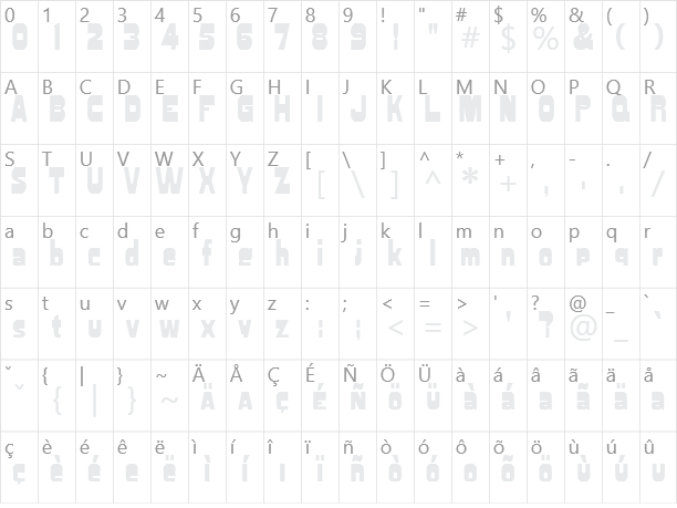 Blacktop Character Map