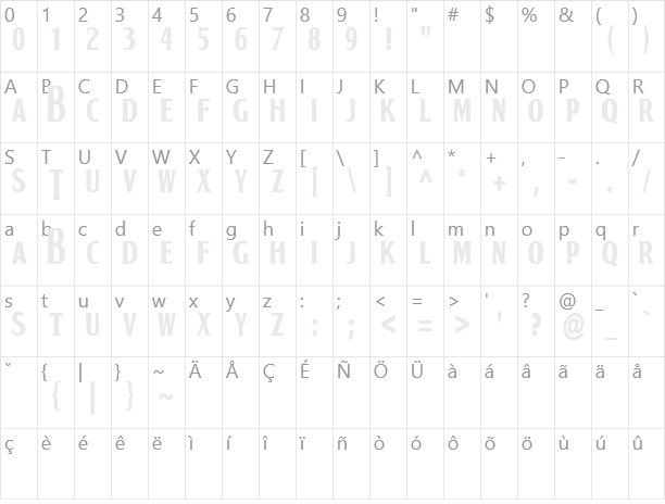 BOOTLE Character Map