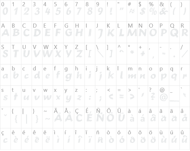 Brush Stroke Character Map