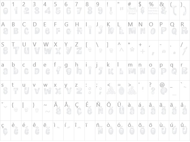 CALAVERAS Character Map