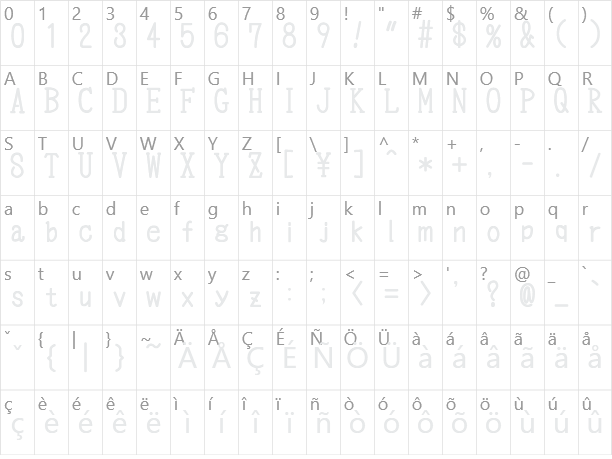 しねきゃぷしょん cinecaption Character Map