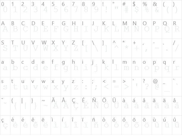 Courier Character Map