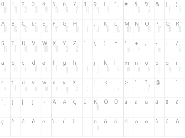 Dark Metal Character Map