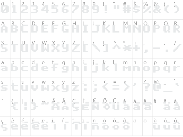 DeluxeFont Character Map