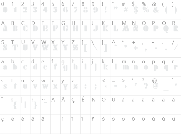 Futura Poster Character Map