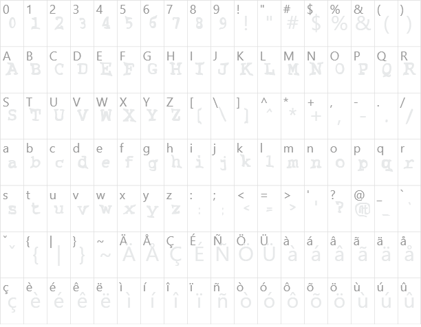 Grubby Character Map