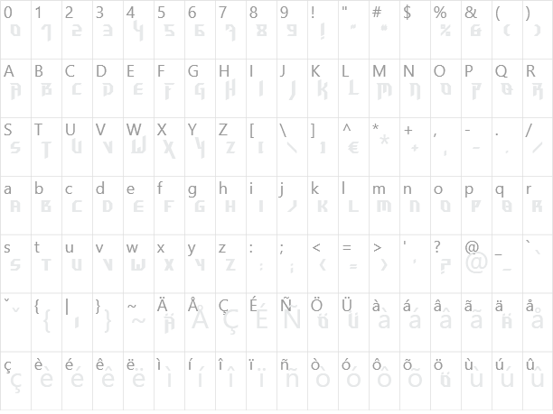 Hammerhead Character Map