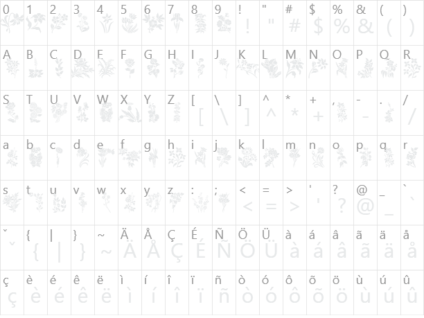 HFF Floral Stencil Character Map