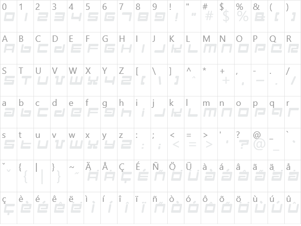 Hyperspeed Character Map