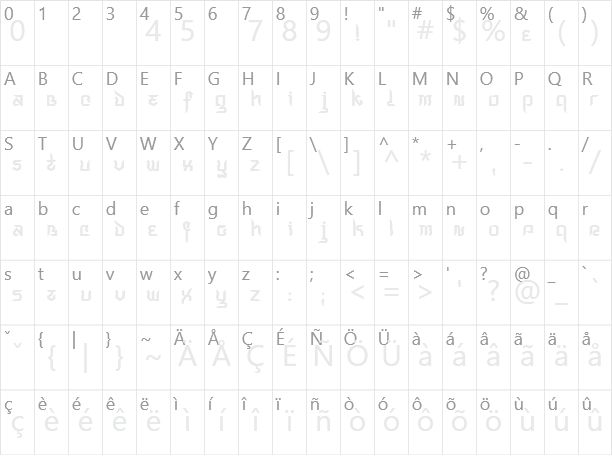 Indochine Character Map