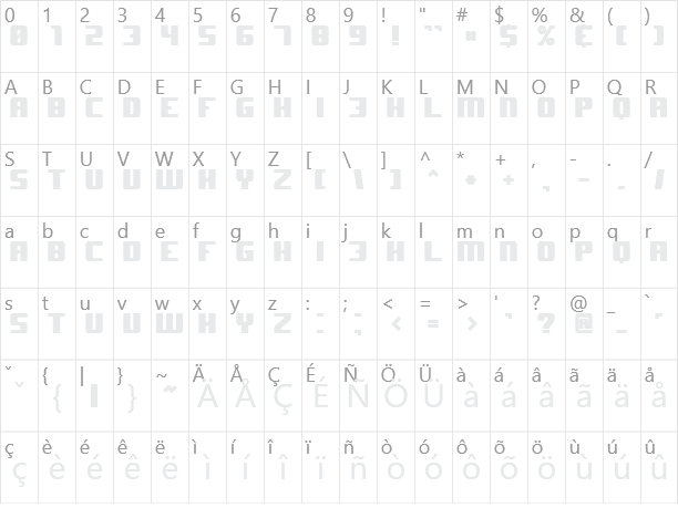 JHUF Character Map