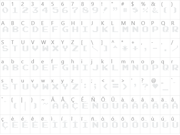 Joystix Character Map