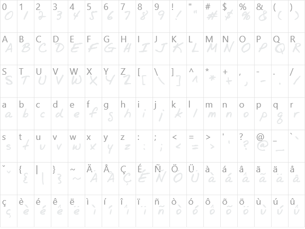 Jr Hand Character Map