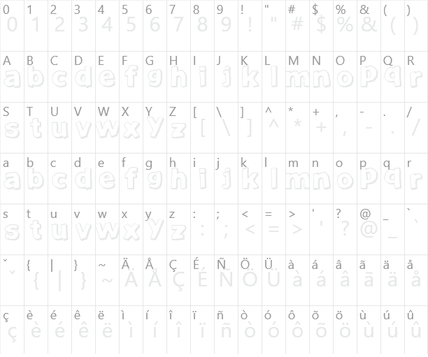 JustAnotherFont Character Map