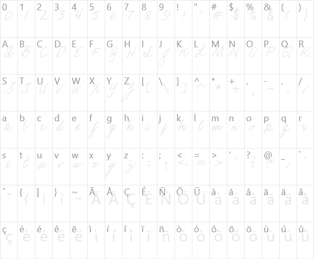 Kathleeniefont Character Map