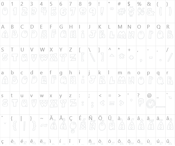 Lollipop Lettering Character Map