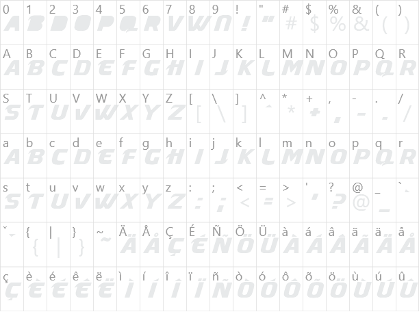 MASQUE Character Map