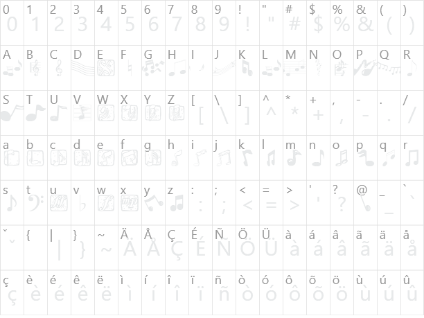 Music Elements Character Map