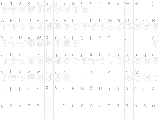 Mythological Disks Character Map