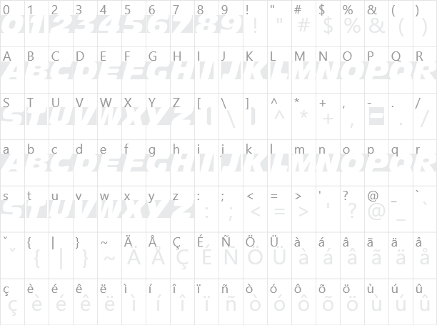 Obliquo Character Map