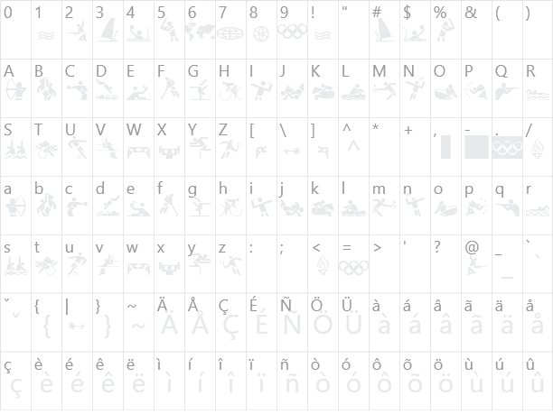 Olympicons Character Map