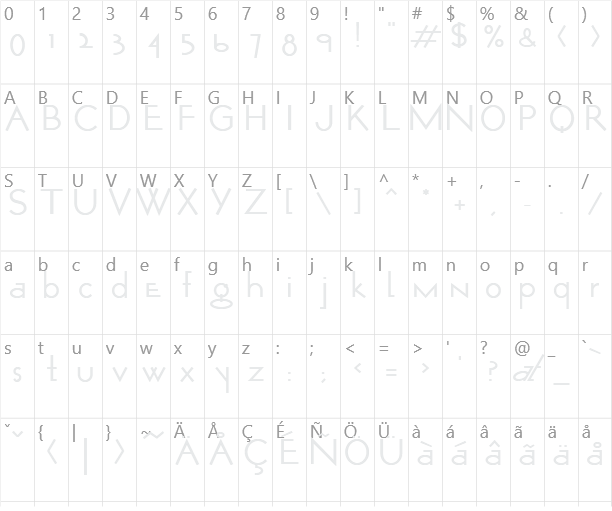 Opticon Character Map