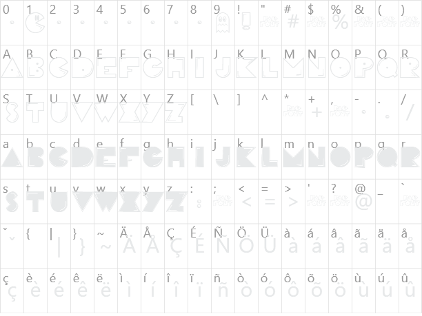 Pac-Font Character Map