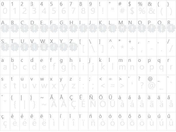 PickledPansies Character Map