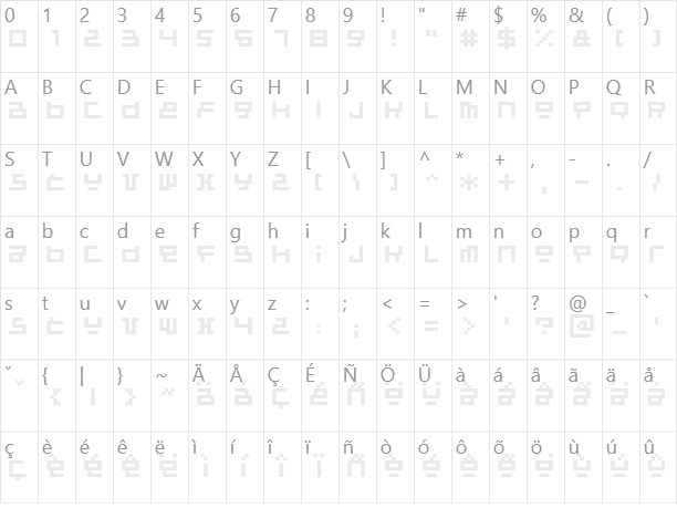 Raumsonde Character Map