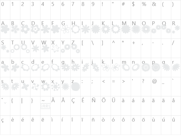 saru's Flower Ding Character Map