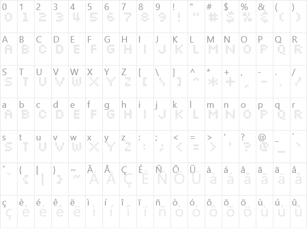 Silkscreen Character Map