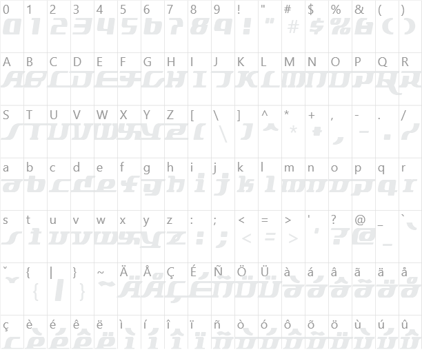 Starbat Character Map