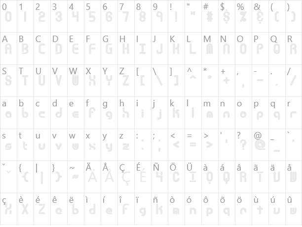 techno overload Character Map