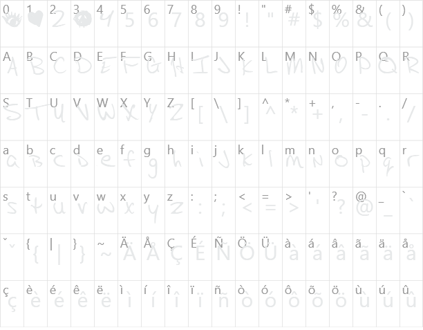 TupacHand Character Map