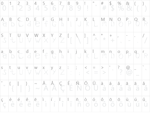 Valium Character Map