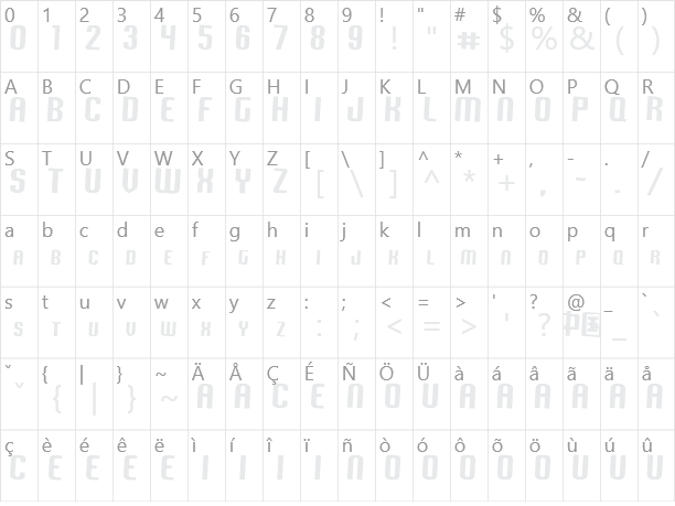 Vixene Character Map