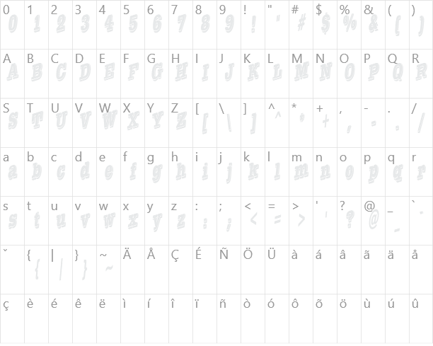 Western Slant Character Map